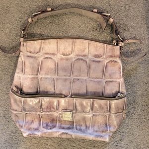 Dooney & Bourke Croc-Embossed Hobo Bag in Light Brown